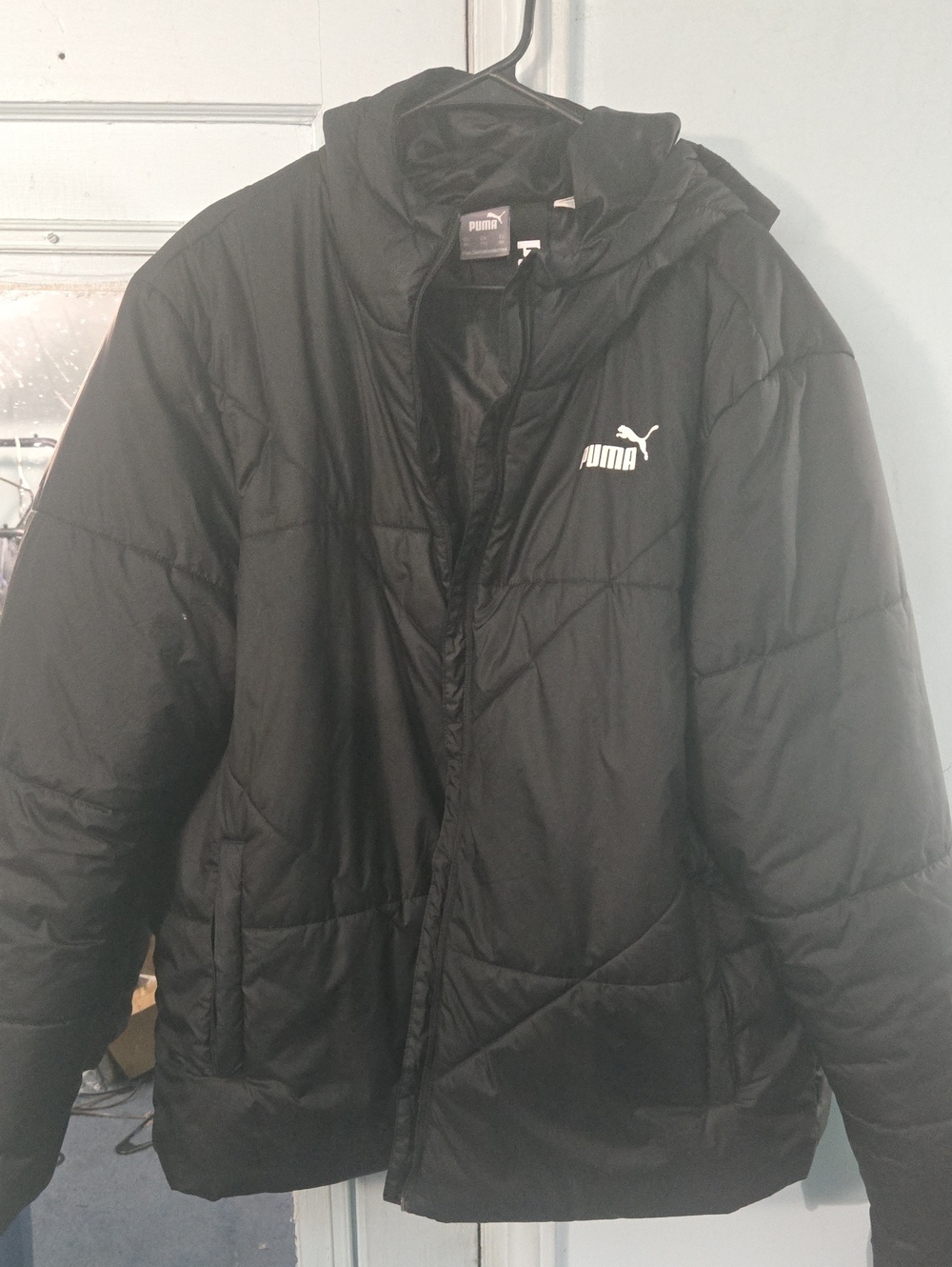 Puma Black Quilted Hooded Jacket